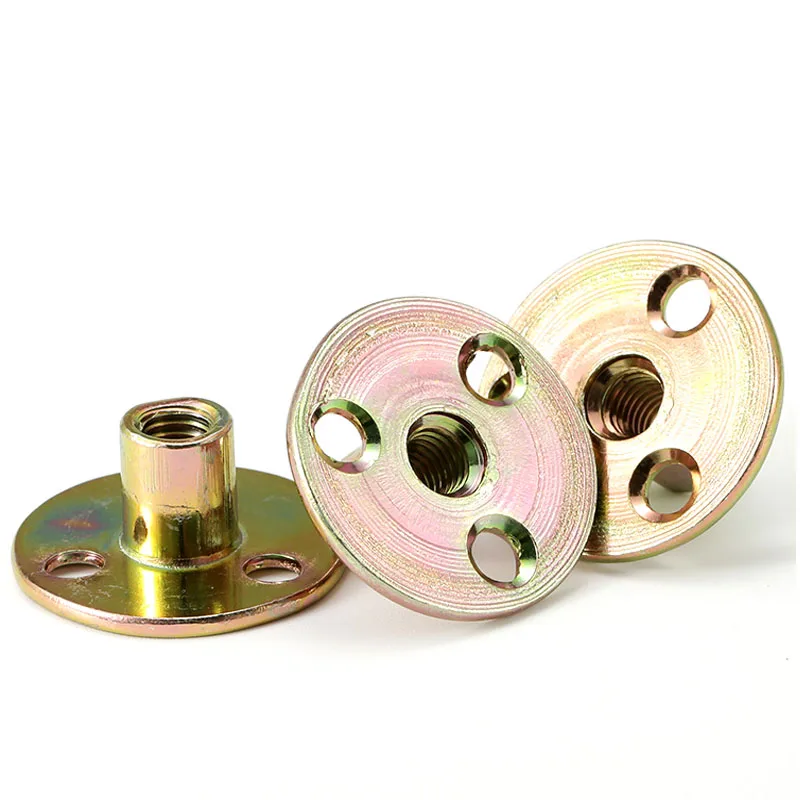 Description Picture 6 of item1-10Pcs Lron Plate Nut Furniture Plywood On Lock Nuts Sofa Foot Lock Galvanized Three-hole Nut M8 M10