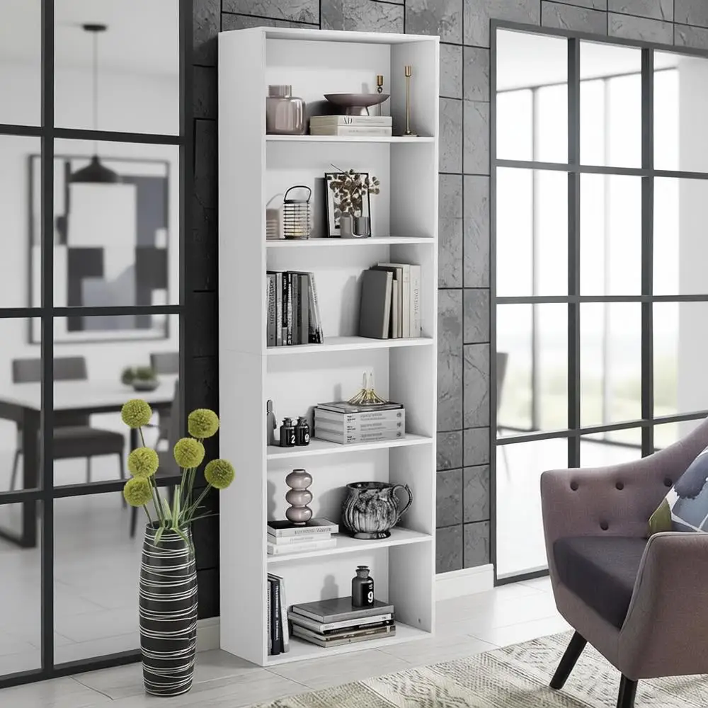 6-Tier Tall Bookshelf with Ample Storage 1