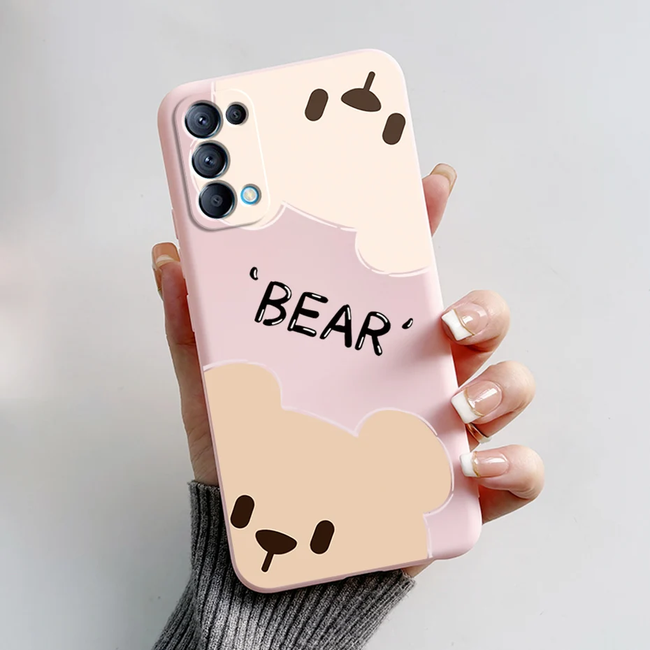 Cute Bear Cartoon Frog Silicone Soft Cover for OPPO Reno5/Reno5 Pro 5G