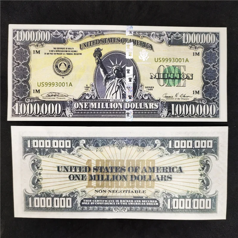 American One Million Dollar Paper Money Statue Of Liberty Uv Anti-Contraffazione Numero Di Serie Collezione Di Banconote Non Valuta