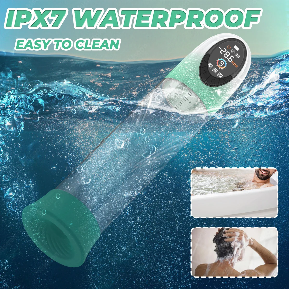 Penis Pump Male Sex Toys Electric Vacuum IPX7 Waterproof LCD Display 4 Pressure Levels 9 Suction Training