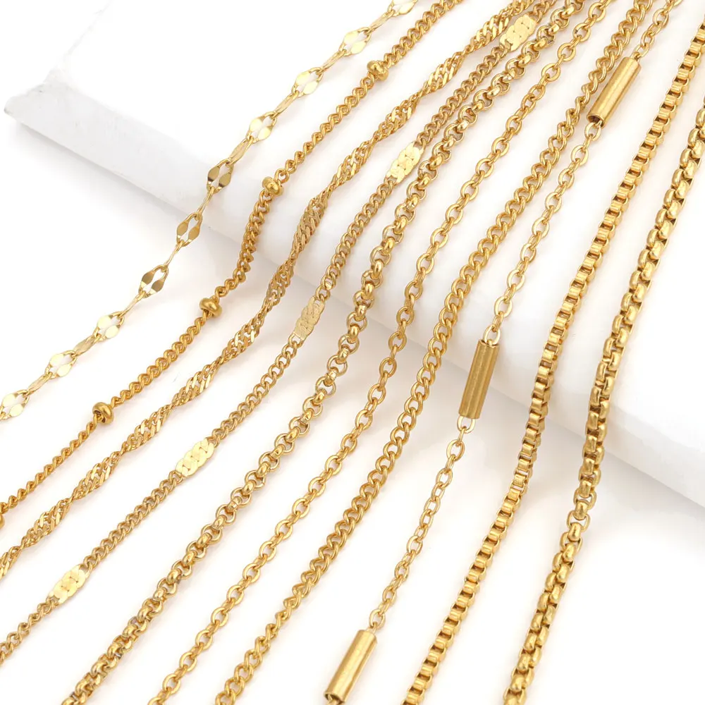 5 stücke edelstahl ketten halskette cuba cross o ripple glieder kette mit verlängerter kette diy halskette für frauen anhänger schmuck – Detail 2
