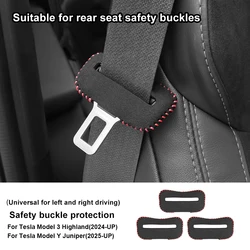 Suede Seat Belt Buckle Protector Covers - Premium Car Accessories (3PC Rear Red Suede)