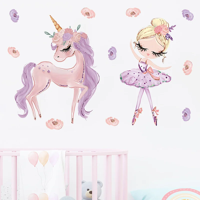 Fairy Unicorn Star Wall Stickers for Kids Rooms Girls Baby Room Bedroom Decor wall stickers
