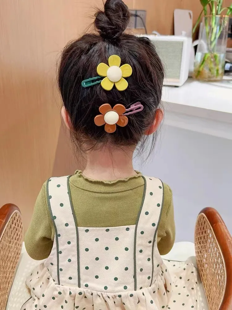 2Pcs/set Kawaii Cute Flower Barrettes Hairpins 2023 New Mother Kids Hair Pin Clips Headband for Baby Girls Children Accessories