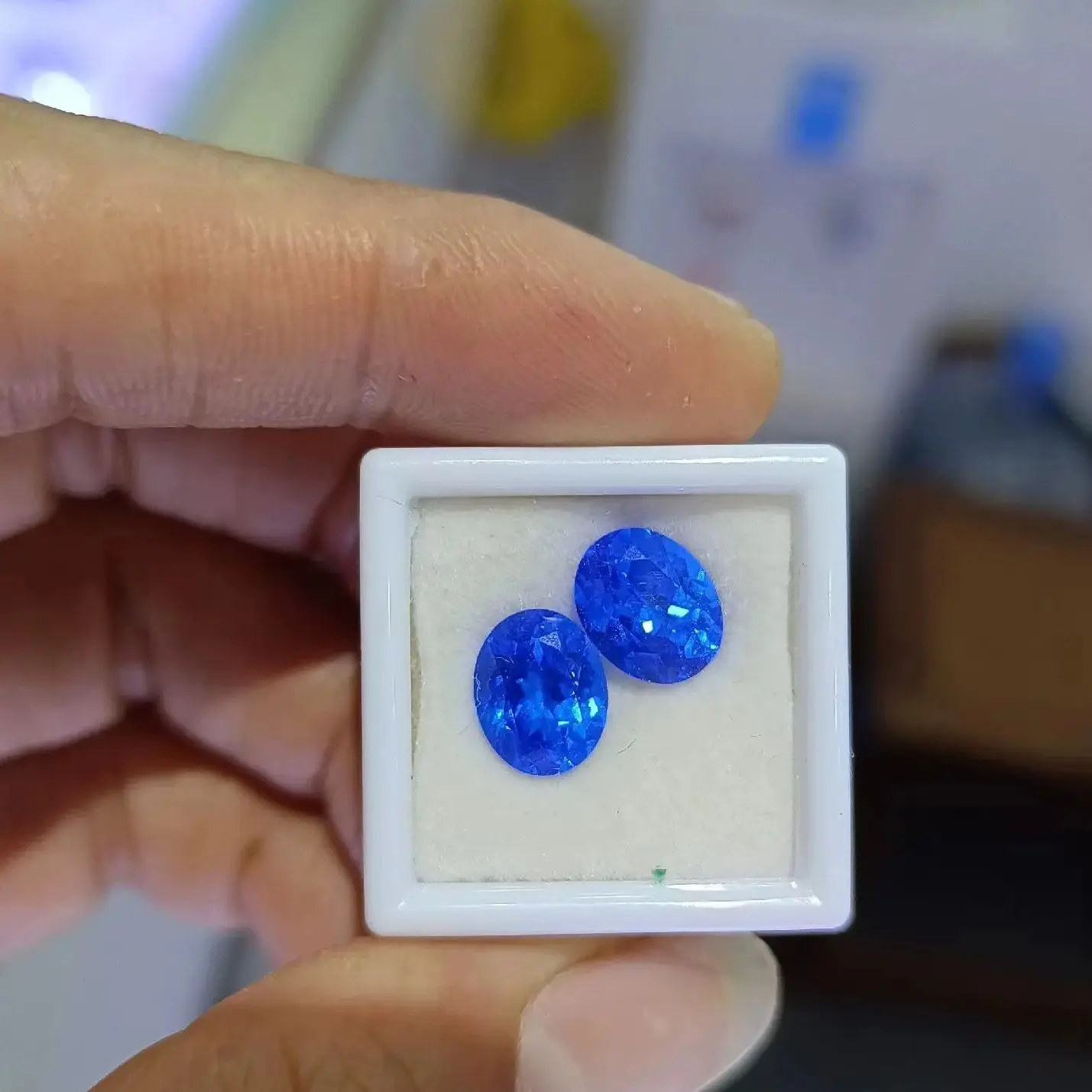 laboratory culture growth of blue cobalt aquamarine sapphire fire color