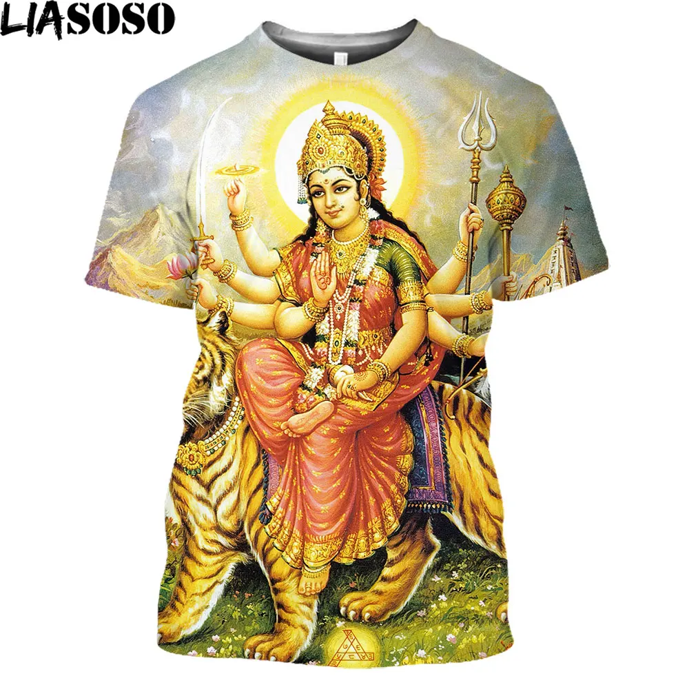 Liasoso Top Hindu Lord God Shiva T-Shirt Brahma 3D Print Hinduism Vishnu Maglietta Da Uomo Maglietta Da Donna Myst Cosplay Cool Tees Tops