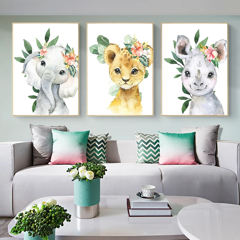 

Nursery Room Decor Baby Kids Decoration Affiche Murale Toile Art Canvas Painting Pictures for Wall Girl Boy Animals Poster