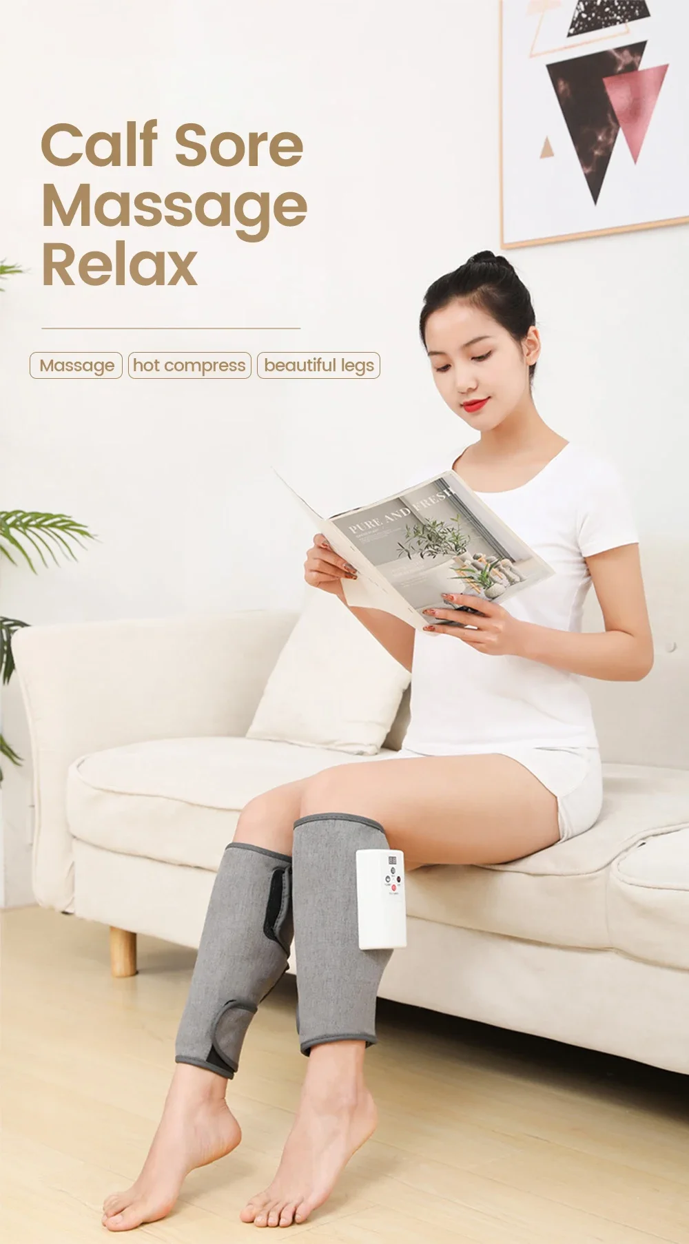 Electric Vibration Leg Calf Massager Full Pressotherapy 6 Mode Hot Compress Leg Foot Massager Air Compression Muscle Relief Pain