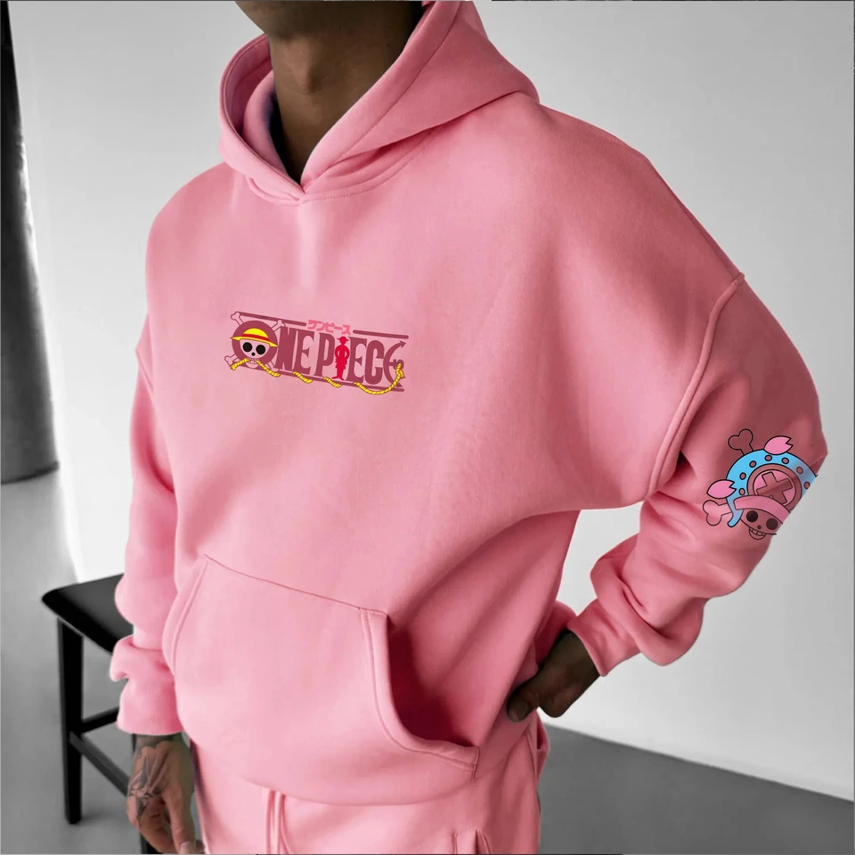 One Piece Chopper Pink Hoodie Men Women Autumn Winter Loose Casual