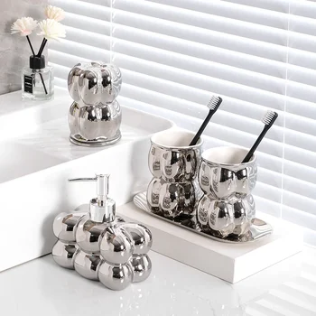 Decorazione creativa del bagno nuvole gargarismi tazza emulsione Washstand in bottiglia lozione in ceramica Sub imbottigliamento bottiglia di Shampoo Gel doccia 1