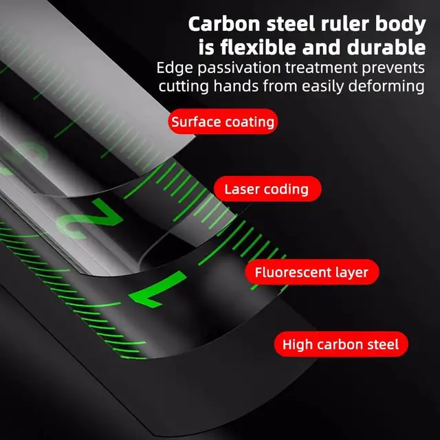 10m High-precision carbon steel tape measure, self-locking fluorescent tape, wear-resistant option with automatic locking 5