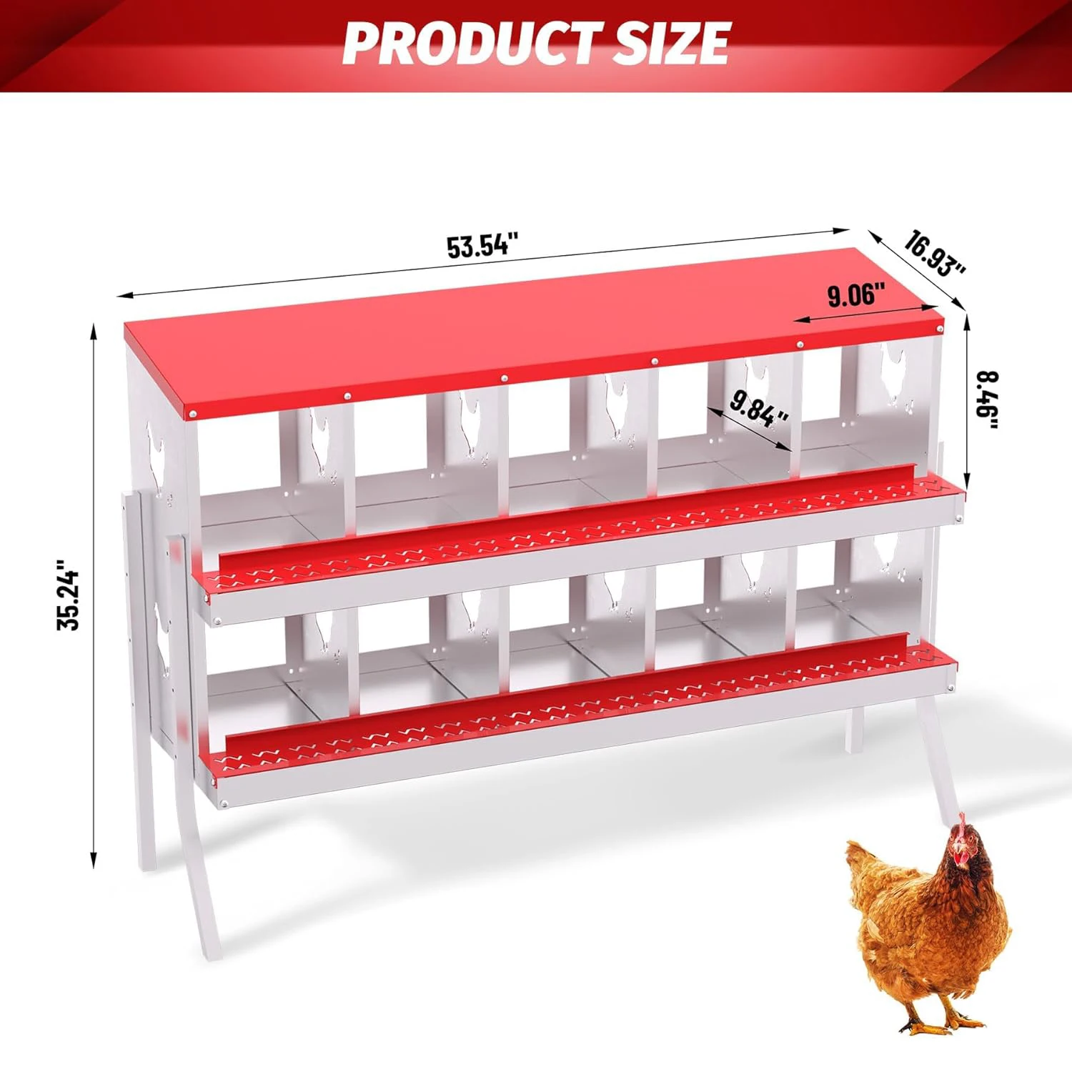 6 8 10 Grids Chicken Nesting Box for Laying Eggs Roll Away Nesting Boxes Easy Egg Collection Cleanable Pull Out Hen Roosting Box 6