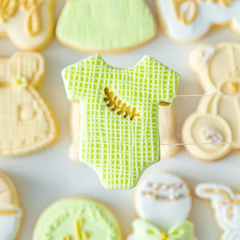 Acrylic Baby Birthday Cookie Press Stamp Baby Shower Embossed Mold Fondant Pastry Sugar Craft Fondant Cookie Cutter Baking Mould
