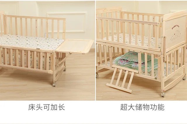 Wooden Baby Crib for Infants with Multiple Functions Newborn Child's Assembled Large Bed with Rocking and Cradle Features 5