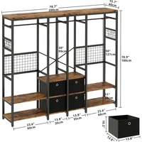 Garment Racks with Shelves, 4 Drawers and 8 Hooks, Heavy Duty Closet Organizer for Hanging Clothes, Freestanding Closet 2