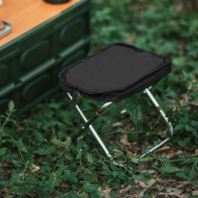 Stainless Steel Folding Outdoor Portable Telescopic Stool Camping Fishing Stool Telescopic Chair Easy to Fold Load Bearing 100kg