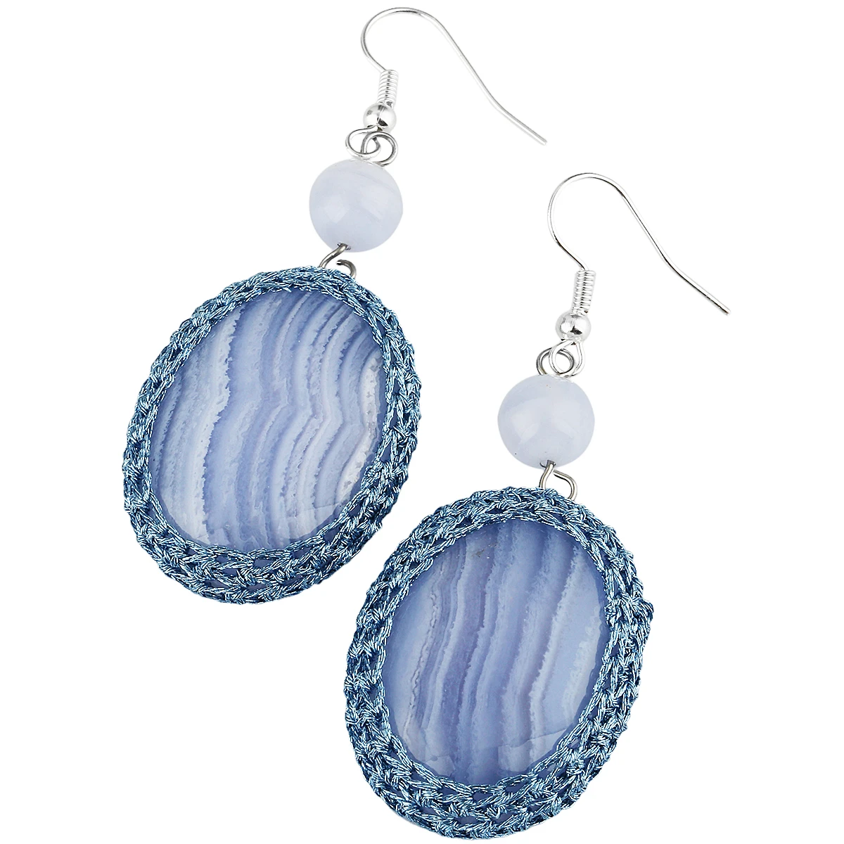 Oval Purple Agate Stone Dangle Earrings Healing Crystal Drop Earring For Women Jewelry