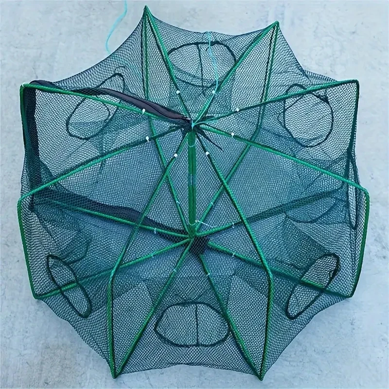1pc Foldable Hexagon Fishing Trap Net With 6 Holes For Minnow, Crab, Crawdad, Shrimp, Fishing Accessories 