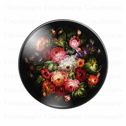 Elegant Red Rose Flower Glass Cabochon - 8mm (E)