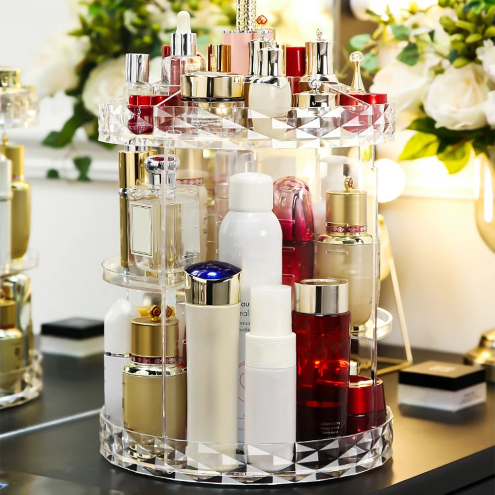 

Вращающаяся косметическая коробка для хранения Органайзер со съемными перегородками контейнеров для дома