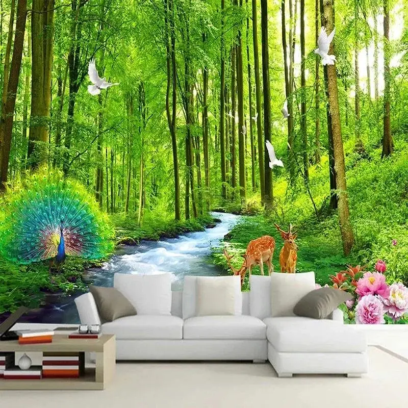 3D Wallpaper Landscape Of Woods And Streams Photo Wall Murals Living Room Restaurant Backdrop Fresco Home Decor 3D Papel Tapiz custom 3d architectural space universe starry sky landscape mural modern living room bedroom backdrop photo wallpaper for walls