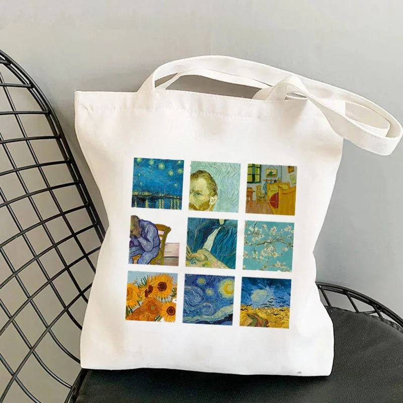 Shopper Van Gogh Img Printed Kawaii Bag Harajuku Women Shopping Bag Canvas Shopper Bag Girl Handbag Tote Bag Shoulder Lady Bag