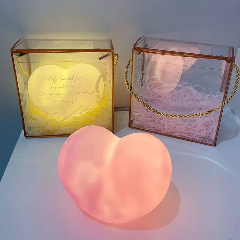 Cute Lamps Bedside Table Korean Bedroom Decor Heart Shape Night Light Newborn Girls Room Decoration Ins Lamp for Kids Room led night light,night light,led night lamp