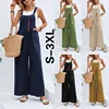 2025 Spring Summer Women's Rompers Solid Color Casual Ladies Strap Pants Vacation Fashion Simple Female Streetwear Overalls 1