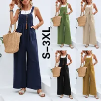 2025 Spring Summer Women's Rompers Solid Color Casual Ladies Strap Pants Vacation Fashion Simple Female Streetwear Overalls 1