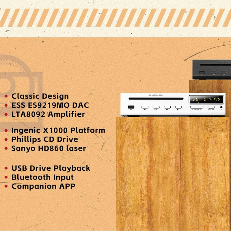 SHANLING CD80 MQA CD Player ES9219MQ DAC chip Hi-Res Audio Phillips CD Drive Bluetooth Input Sanyo HD860 Laser