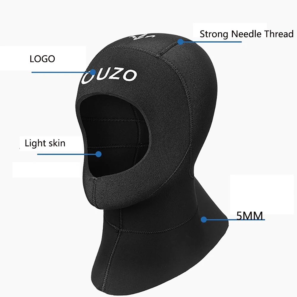 5mm Diving Caps Neoprene Scuba Diving Hood with Shoulder Sun Protective Swimming Warm Cap Snorkeling Surfing Hat Jellyfish