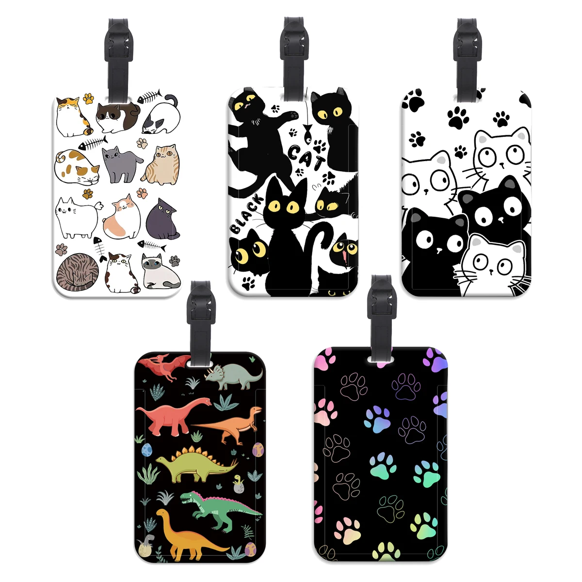 Gatos bonitos plástico bagagem tag dinossauro mala mochila anti-perdido listagem id titular do cartão moda acessórios de bagagem presentes