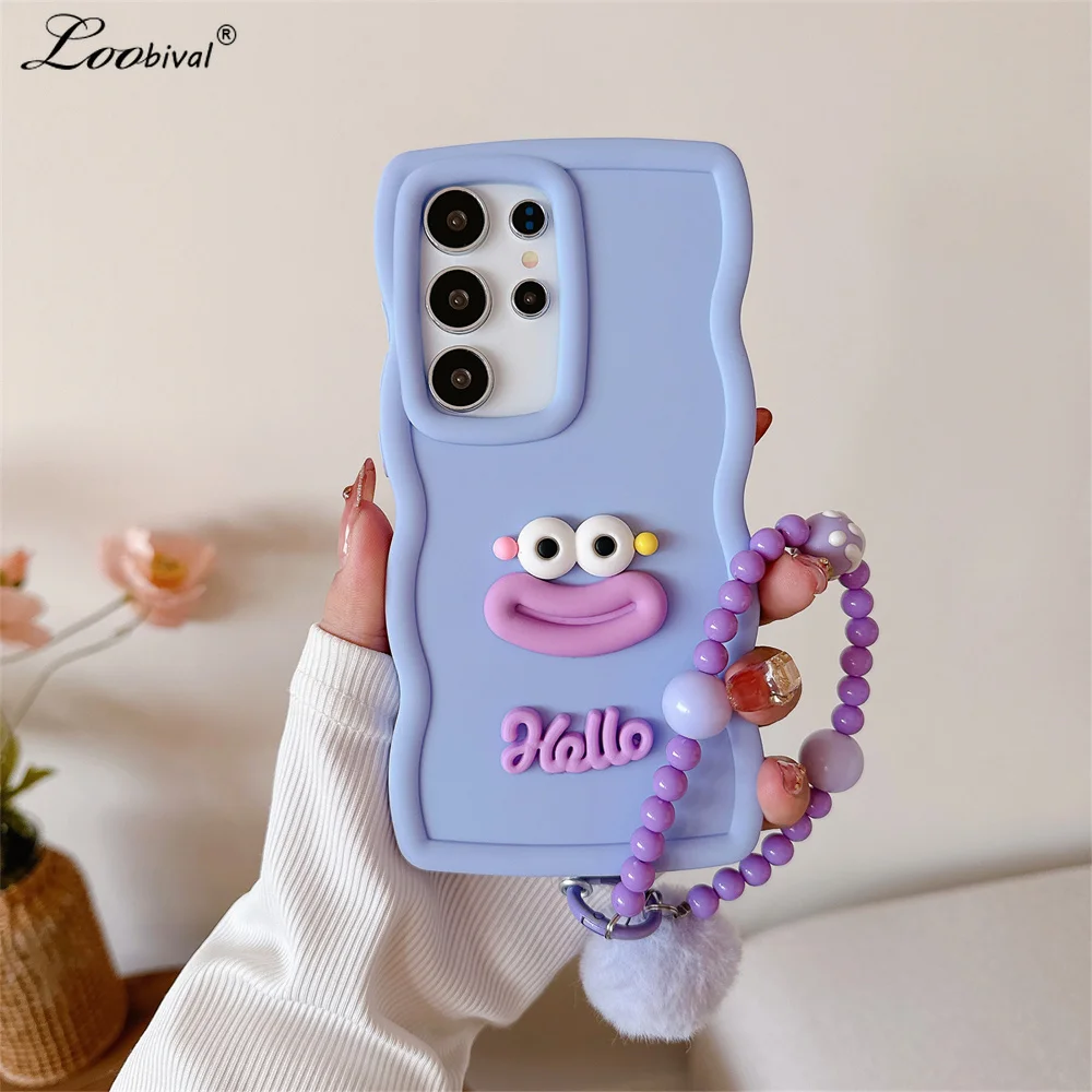 Cute Cartoon Wrist Chain Wave Lanyard Phone Case Cover