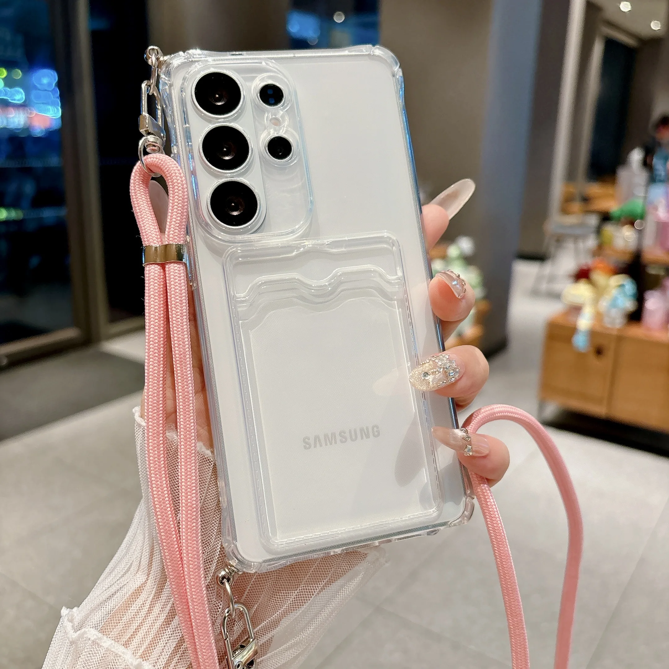 Adjustable Crossbody Lanyard Phone Case with Silicone Card Holder Cover