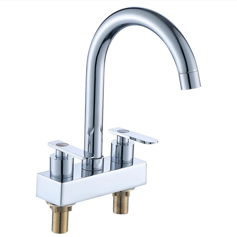 Bathroom Faucet Double Switch Threehole Water Mixing Valve Cold And