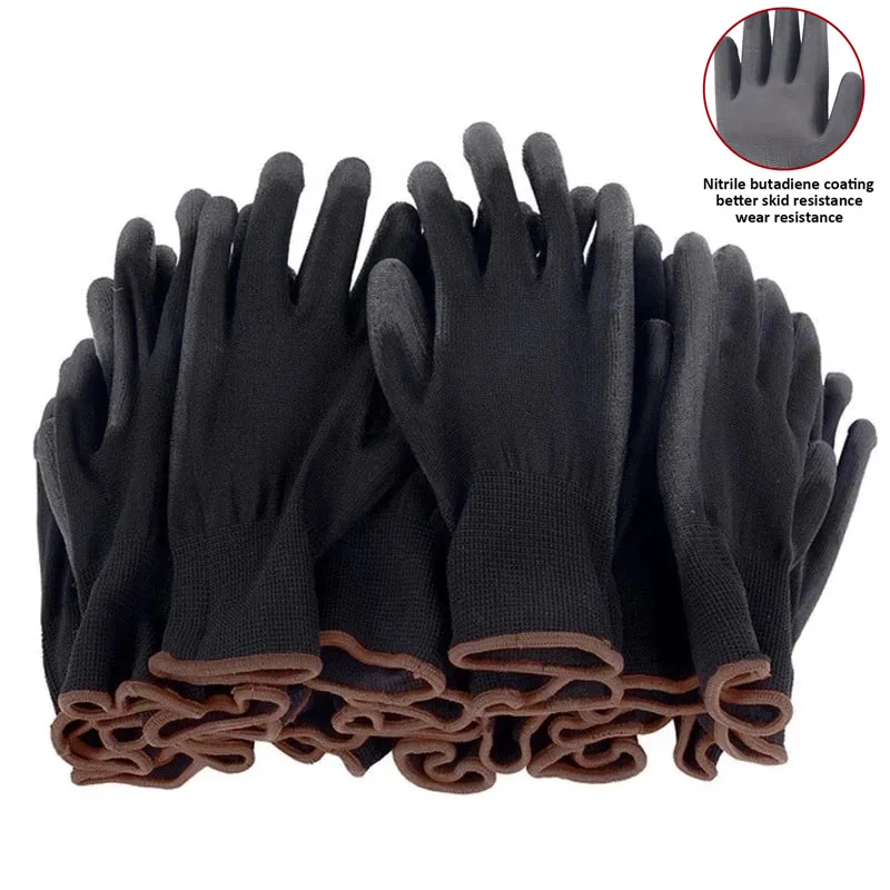 10/30 Pair Logo Free Polyurethane Gloves Safety Work Gloves Repair Gloves Palm Coated Gloves Carpenter Repairman Supplies