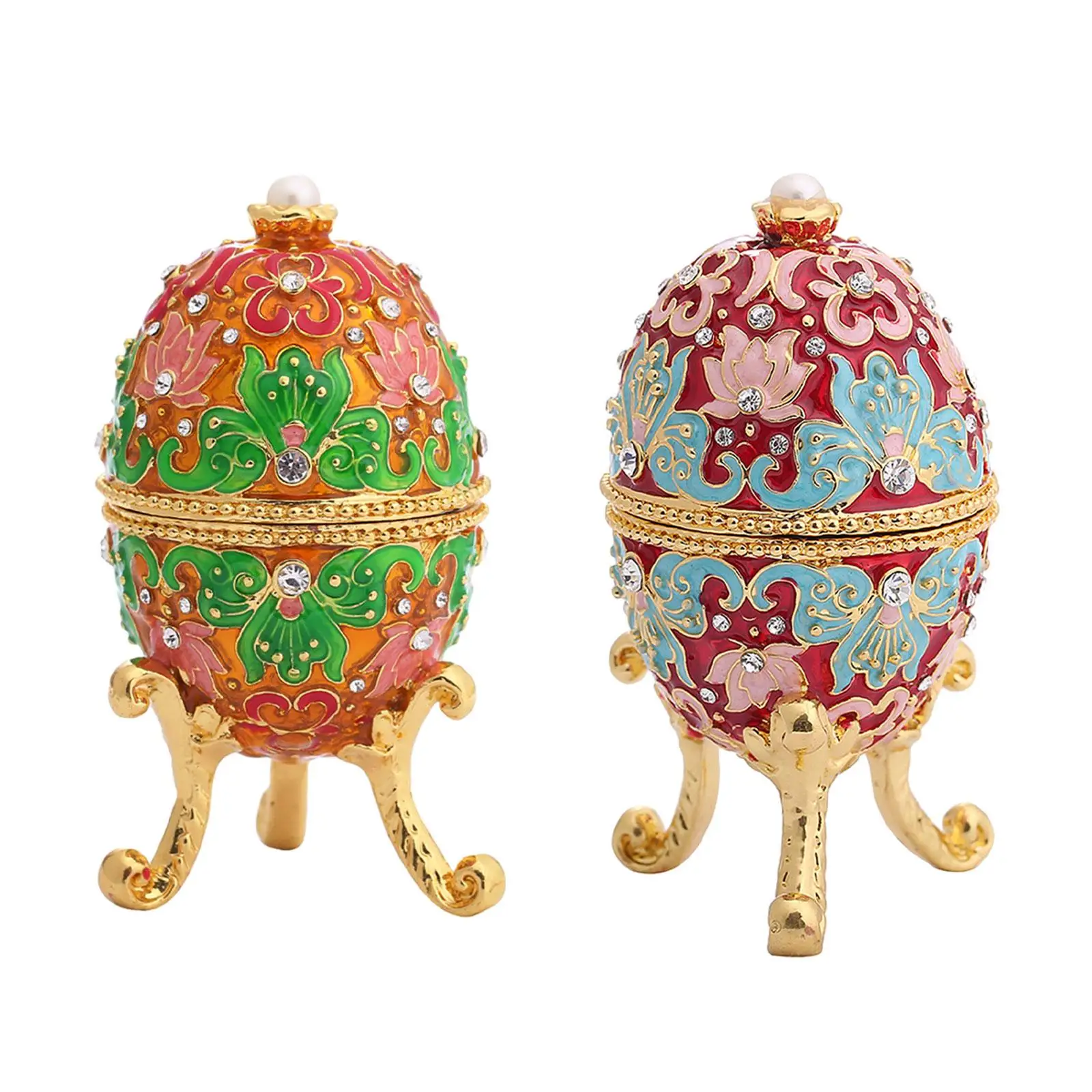 

Enameled Jewelry Box Collectible Hand Painted Egg Trinket Box Jewelry Storage Box for Rings Ear Studs Pendants Charms Gift Idea