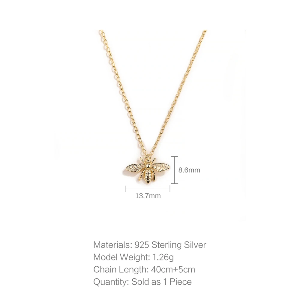 AIDE 925 Sterling Silver Bee Necklace Cute New Fashion Women