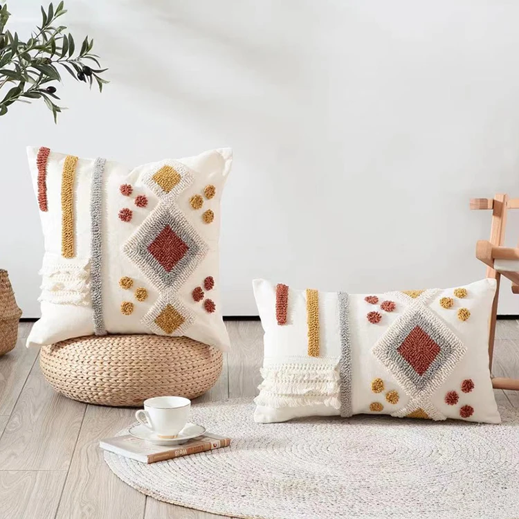 Burt Kissen bezug Elfenbein Boho Stil Orang Dekoration Kissen bezug 45x45cm/30x50cm getuftet für Wohnzimmer Schlafzimmer Schlafs ofa Couch – Detail 2