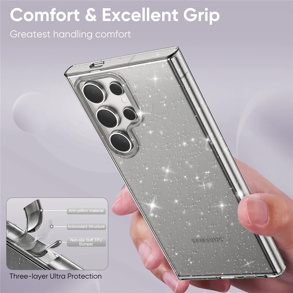 Glitter Transparent Shockproof Acrylic Phone Case - Durable Hard Cover