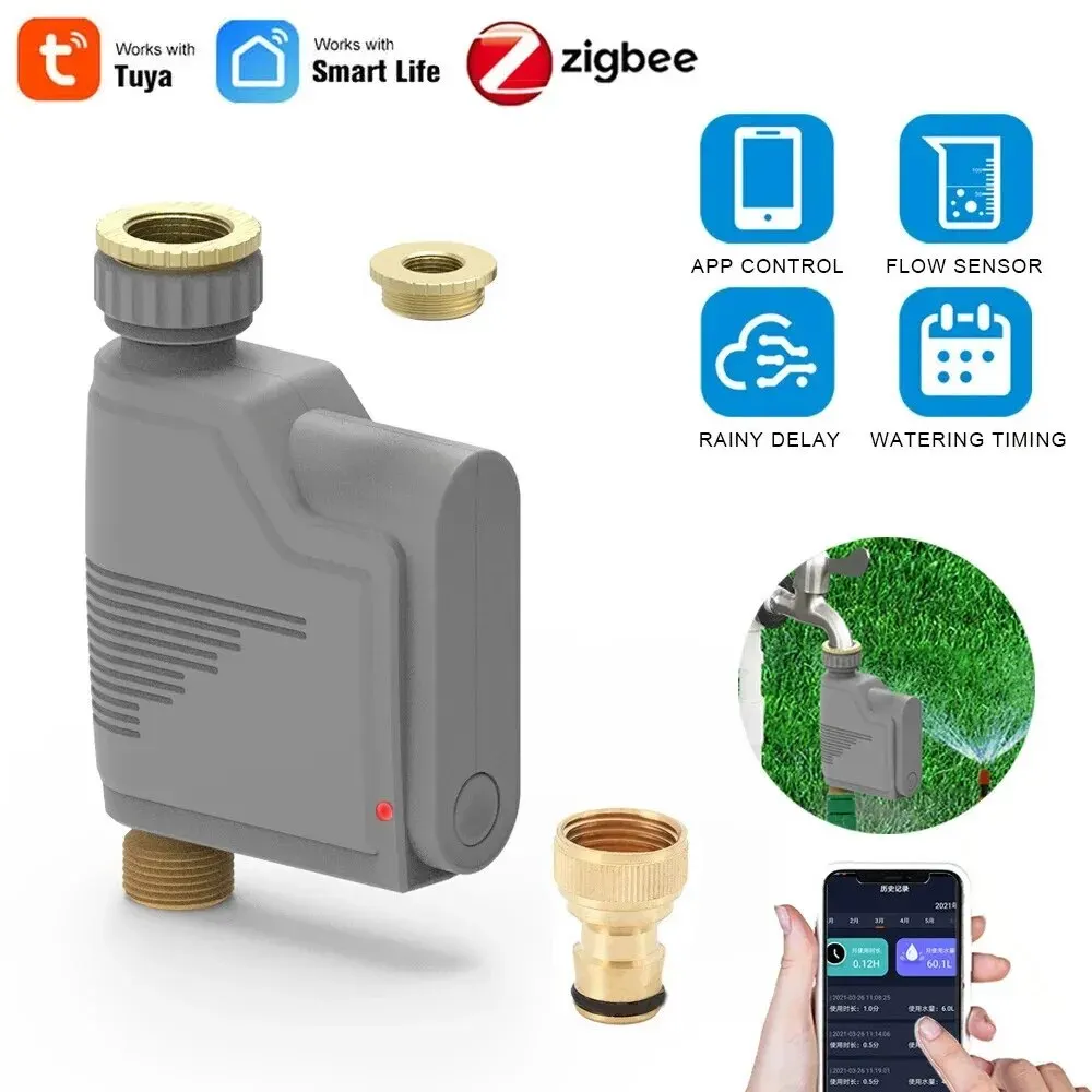 Zigbee Wifi Timer Per L'Irrigazione Del Giardino Smart Sprinkler Sistema Di Irrigazione A Goccia Registratore Di Flusso D'Acqua Integrato Controller D