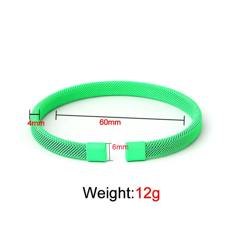 Fashion 8mm Stainless Steel Wire Rope Mesh Retractable Bracelet Multi-color Enamel Women's Bracelet Jewelry Accessories