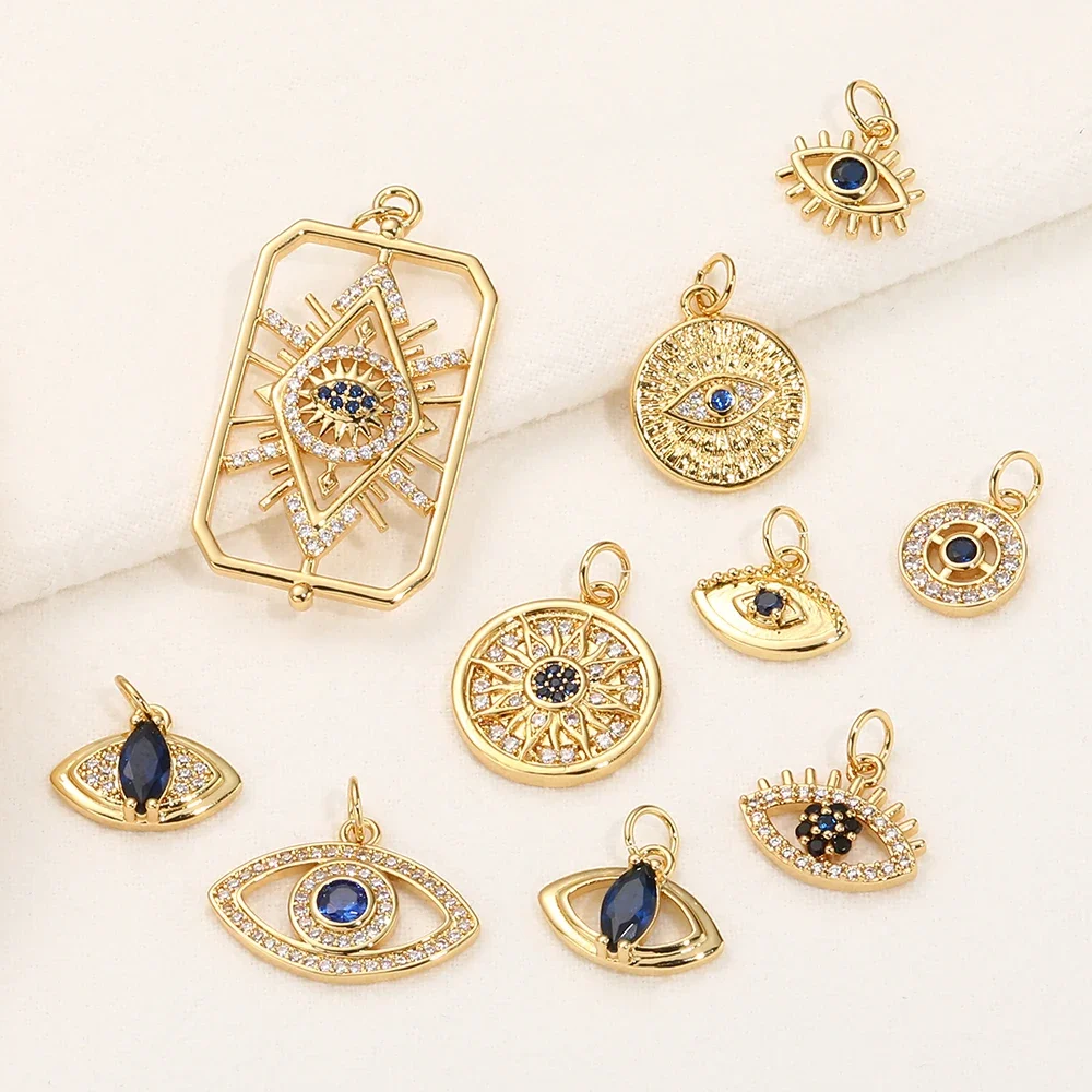터키어 이블 블루 아이 디자이너 쥬얼리 만들기 대량 Spplies 고스 CZ 리얼 골드 도금 Diy 귀걸이 팔찌 목걸이