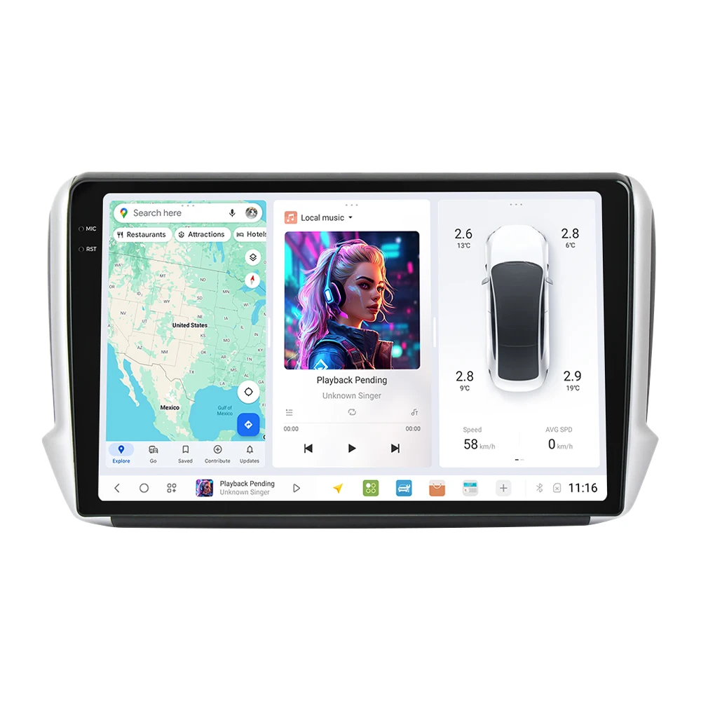 DUDUAUTO Autoradio Für Peugeot 2008 208 2012-2018 Drahtlose CarPlay Android Auto GPS RDS BT 4G LTE WiFi Multimedia Player Stereo – Detail 6