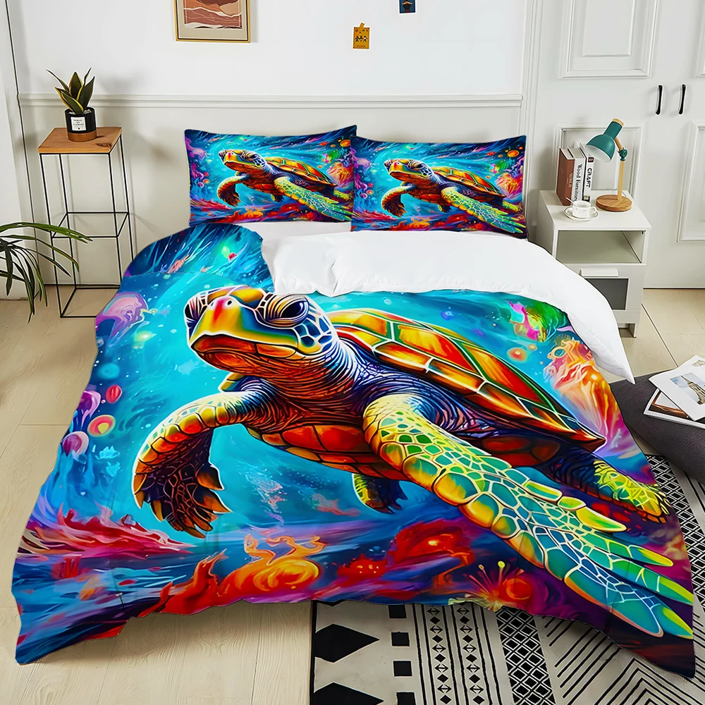 

Sea Turtles Art Printed Bedding Set 3PC 1 Duvet Cover 2 Pillowcases Adult and Children Warm Soft Bedding Set Luxury Gift