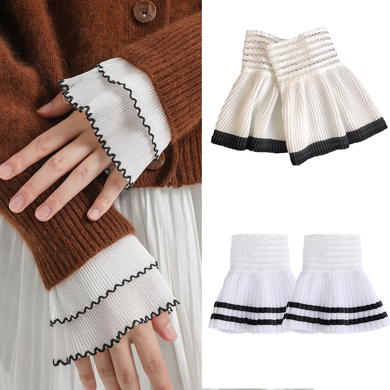

Fashion Fake Sleeves Scar Cover Gloves Arm Cover Elbow Sleeve Cuff Female Sweater Cutout Sun Protection Lace 3D Winter Fake Cuff