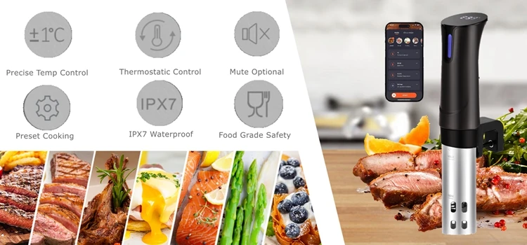 Description Picture 2 of item110V Slow Cooker Heater with LED Digital Display 1100W Sous Vide Cooker Immersion Circulator Accurate Cooking IPX7 Vacuum Cooker