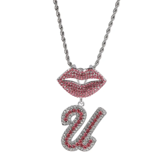 She is everything #pink #initialnecklace #icynecklace, Necklace