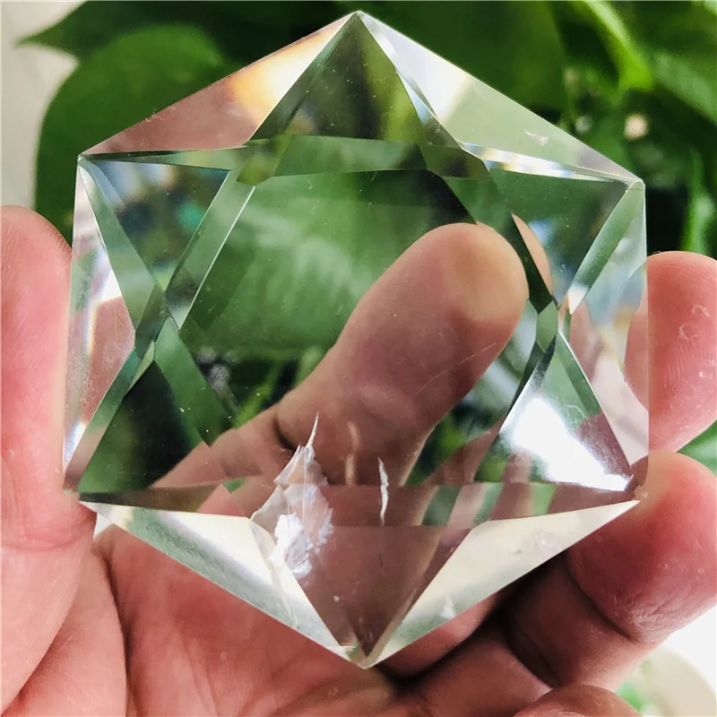 

65mm Natural clear quartz crystal carved star of David transparent crystal spiritual Reiki Healing